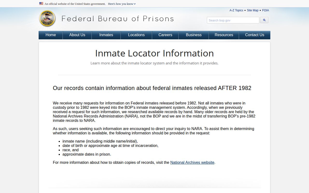 BOP federal release record interpretation for Clarke County users